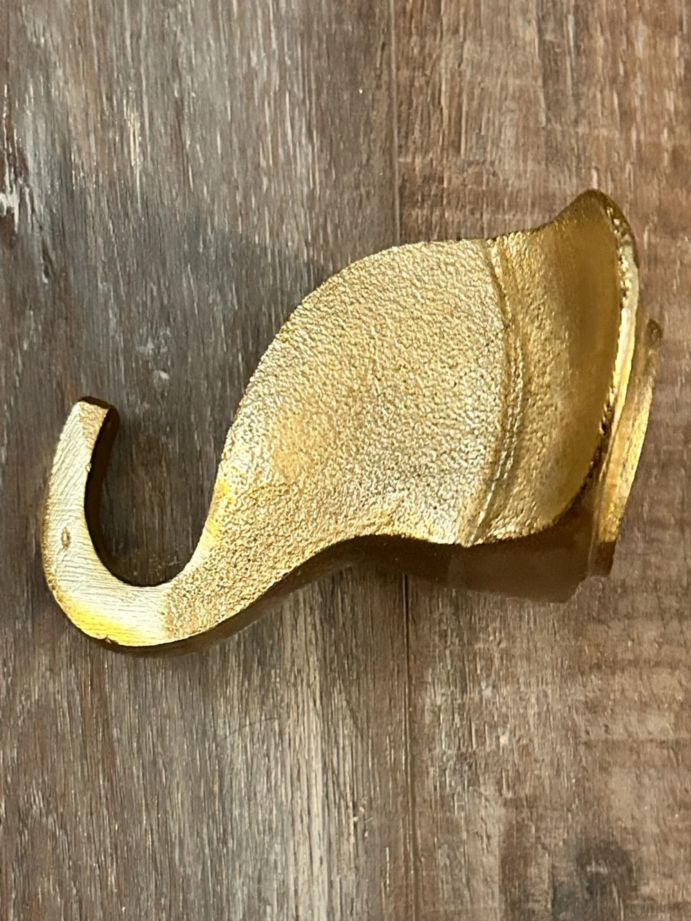 Brass Elephant Wall Hook Hanger Hat Coat Trunk Ears Zoo Circus Animal 4.5”
